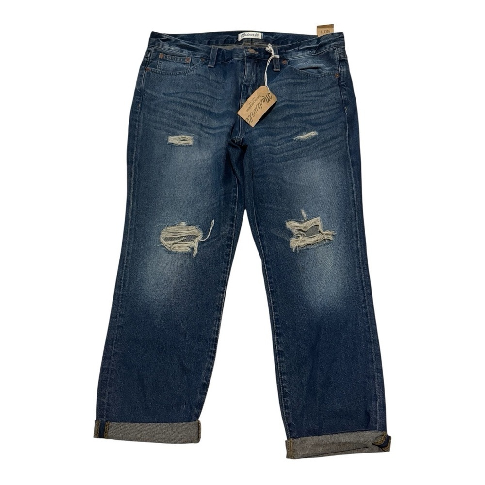 Madewell Blue Relaxed Jeans with Distressed Details